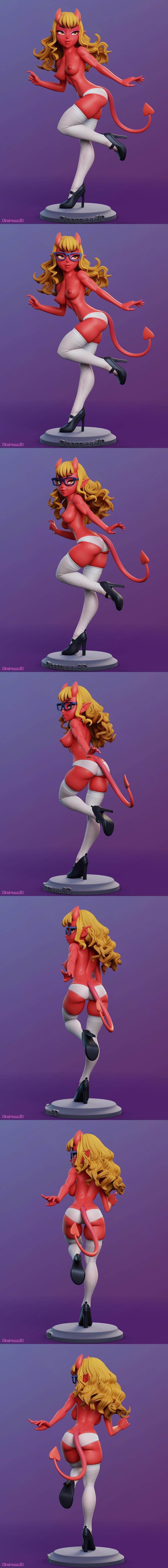 Dinamuuu3D出品：《梅鲁的恶魔女郎》3D打印模型|Dinamuuu3D – Meru the Succubus – Merudiana (Meru) – 3D Print Model STL