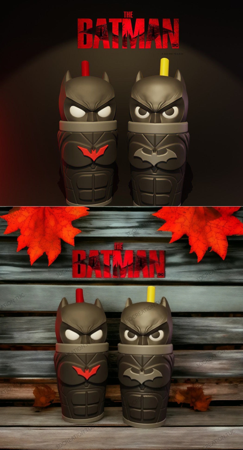 牛奶shake造型蝙蝠侠3D打印模型|Vasos Milkshake – Batman – 3D Print Model STL