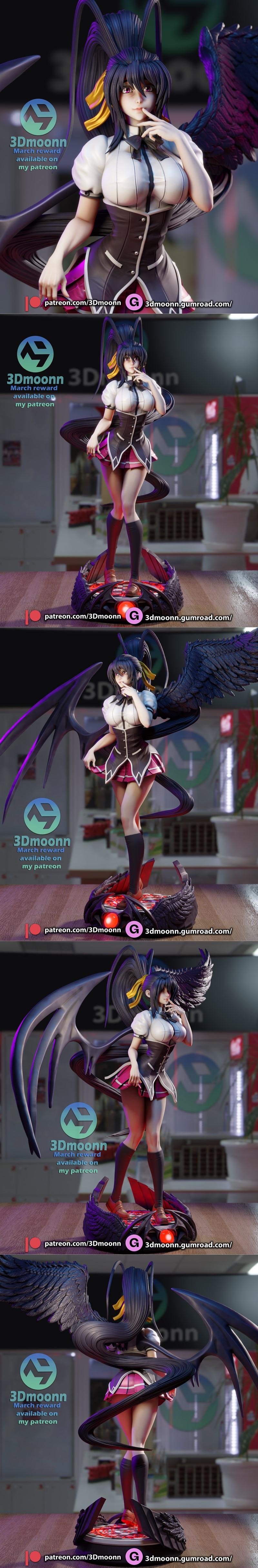 3D打印模型：高 School DxD 间桐樱|3Dmoonn – High School DxD – Akeno Himejima – 3D Print Model STL