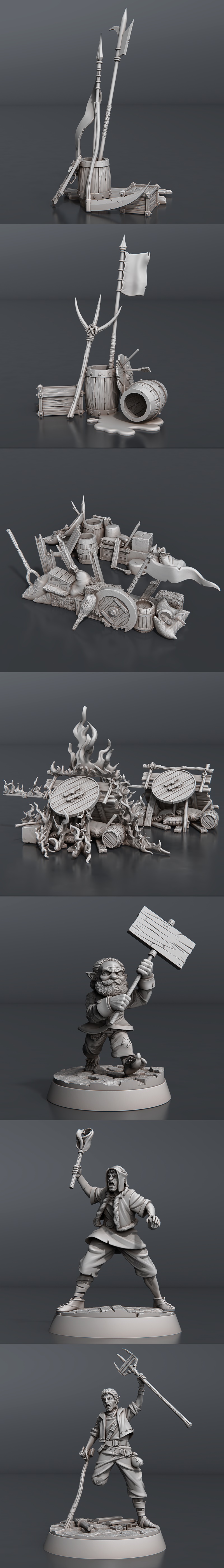 STL迷你模型：Riot套装 3D打印玩偶|STL Miniatures – Riot Set – 3D Print Model STL