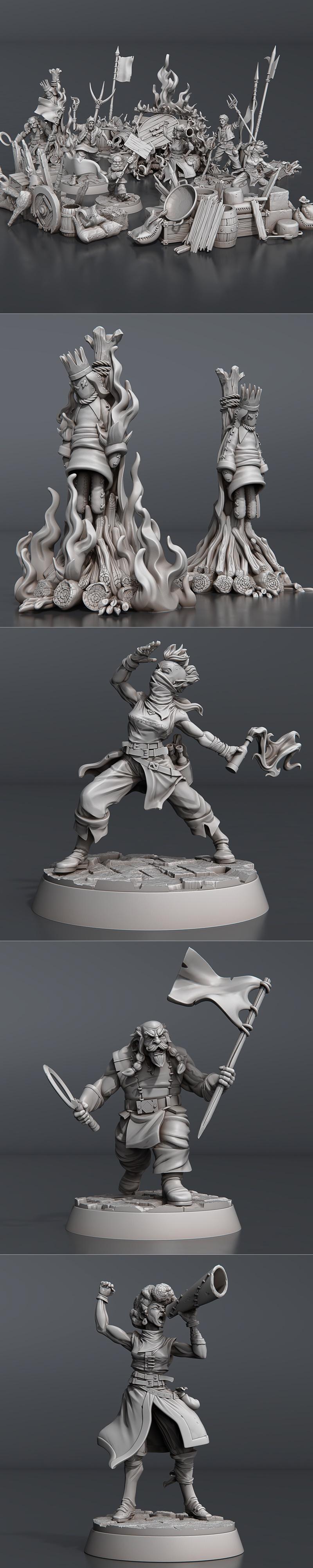 STL迷你模型：Riot套装 3D打印玩偶|STL Miniatures – Riot Set – 3D Print Model STL