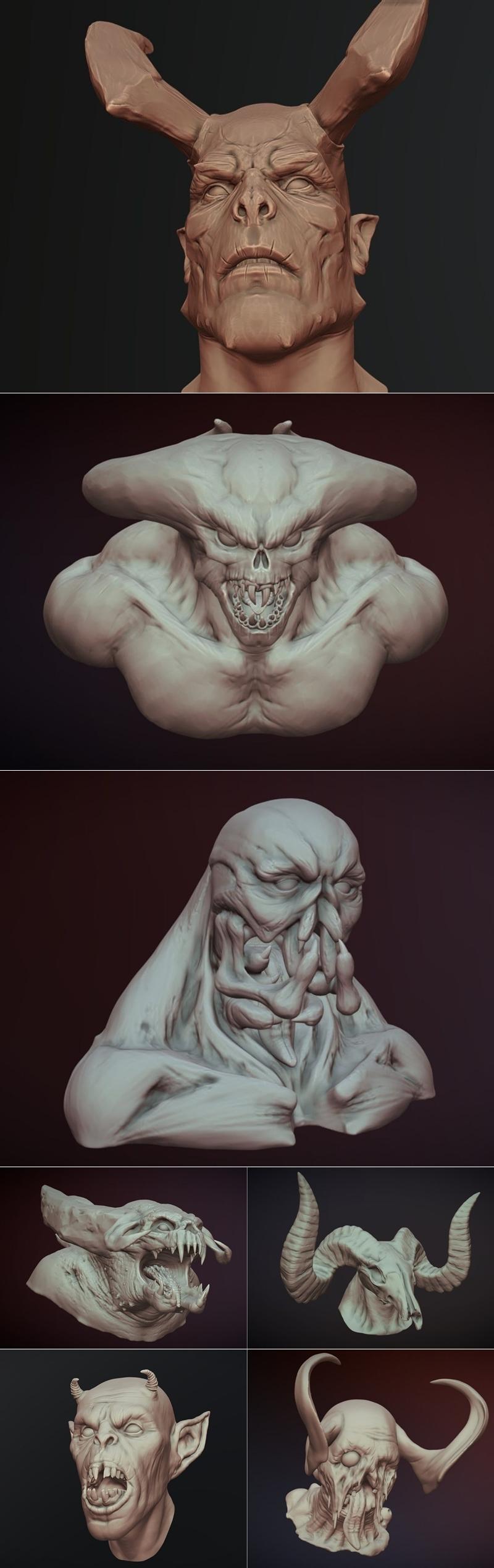 Demon Head 01-07 3D打印模型|Demon Head 01-07 – 3D Print Model STL