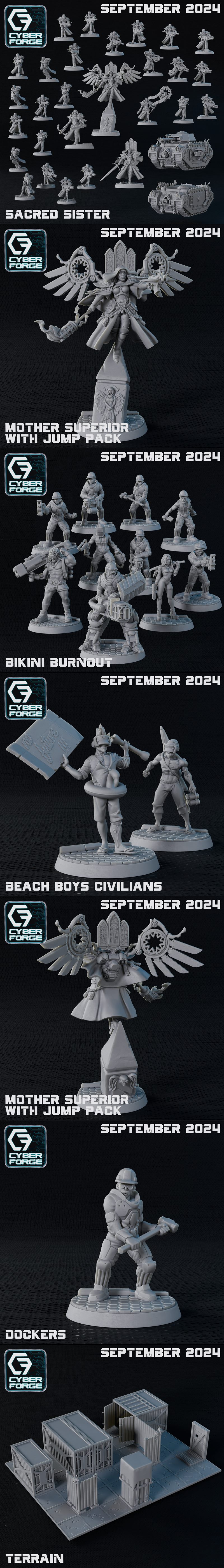 钛forge迷你模型 - 反乌托邦女战士 - 9月2024 bikini burnout 3D打印模型|Titan Forge Miniatures – Cyber Forge – Bikini Burnout September 2024 – 3D Print Model STL