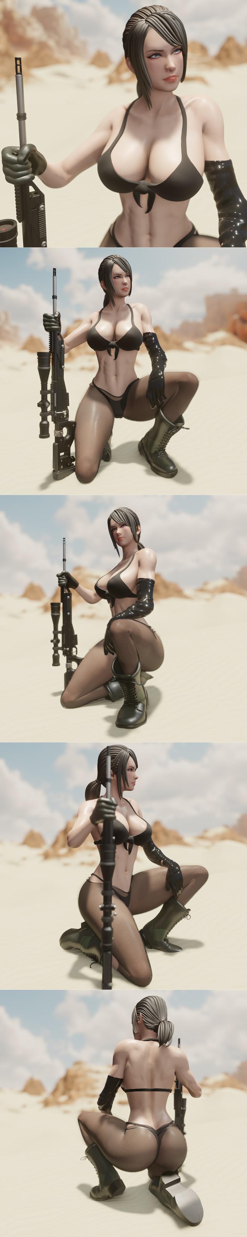 QB作品 - 金属齿轮固体 - 静音 - 3D打印模型|QB Works – Metal Gear Solid – Quiet – 3D Print Model STL