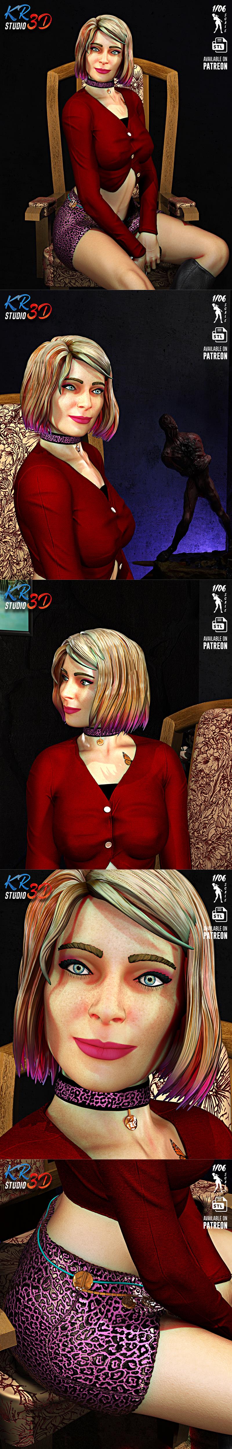 KR3D工作室-寂静岭2重制版-玛丽亚3D打印模型|KR3D Studio – Maria – Silent Hill 2 Remake Statue – 3D Print Model STL