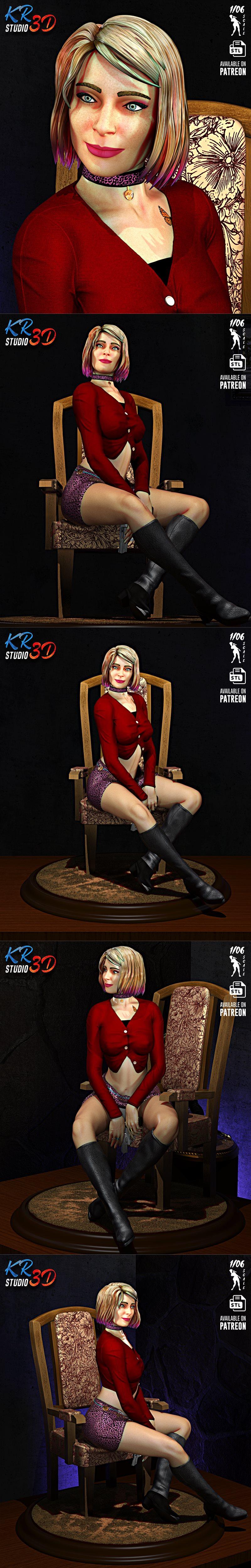 KR3D工作室-寂静岭2重制版-玛丽亚3D打印模型|KR3D Studio – Maria – Silent Hill 2 Remake Statue – 3D Print Model STL