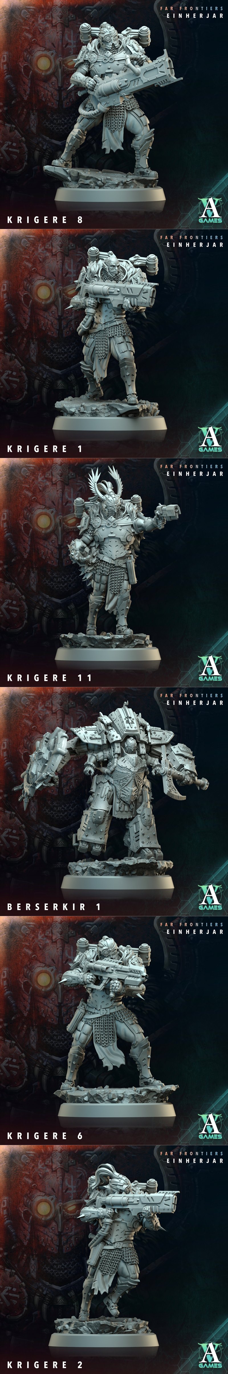 Archvillain Games《远征前线》 Einherjar 3D打印模型|Archvillain Games – Far Frontiers – Einherjar – 3D Print Model STL