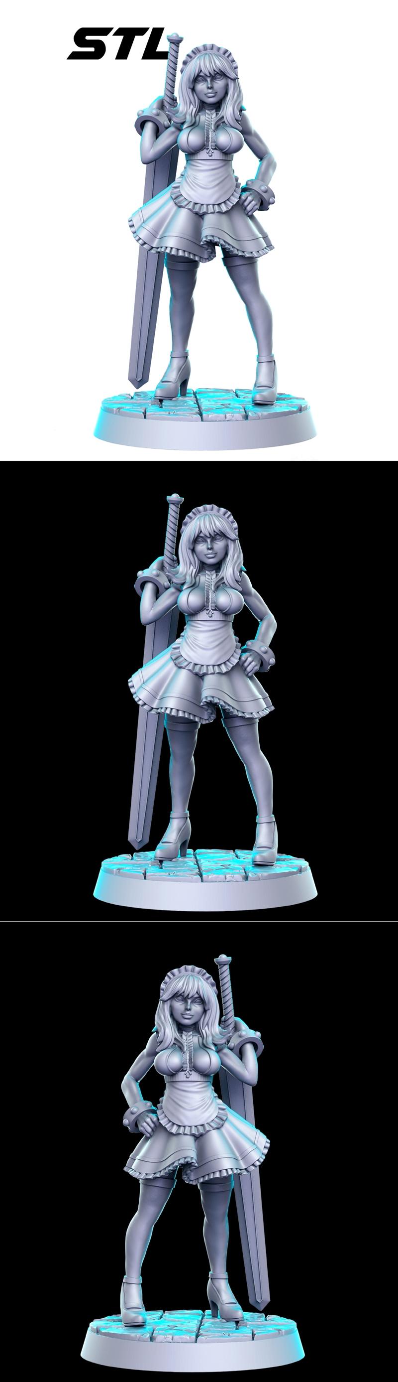 剑之少女 3D打印模型|Sword Maiden – 3D Print Model STL