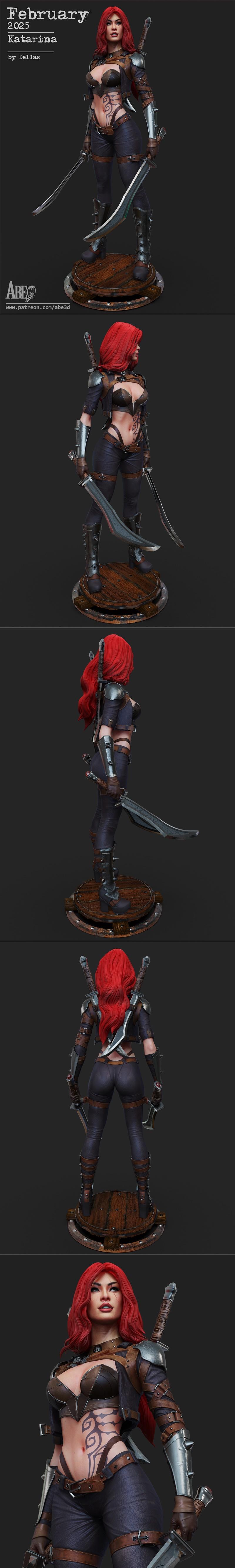 Abe3D - 猎空魔女 - 卡塔莉娜 3D打印模型|Abe3D – Katarina – 3D Print Model STL