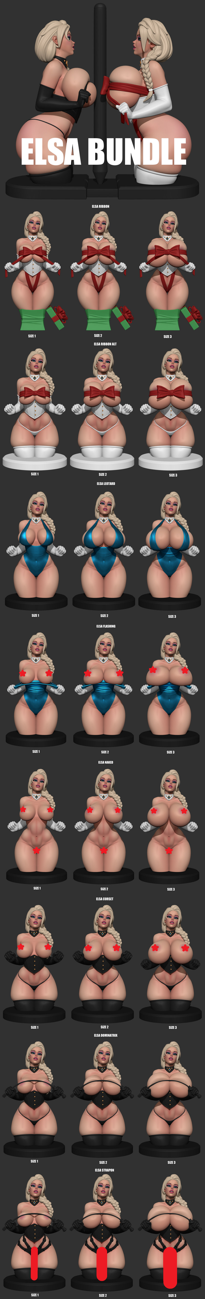 Texelion Elsa 女士胸托 3D打印模型|Texelion – Elsa Bustholder Bundle – 3D Print Model