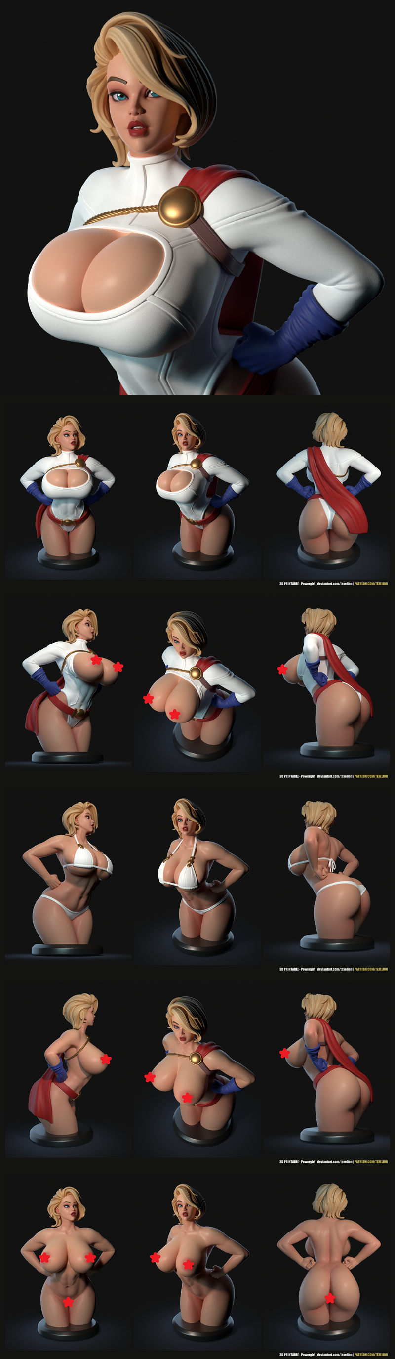 Texelion 3D打印模型：Powergirl胸托设计|Texelion – Powergirl Bustholder – 3D Print Model