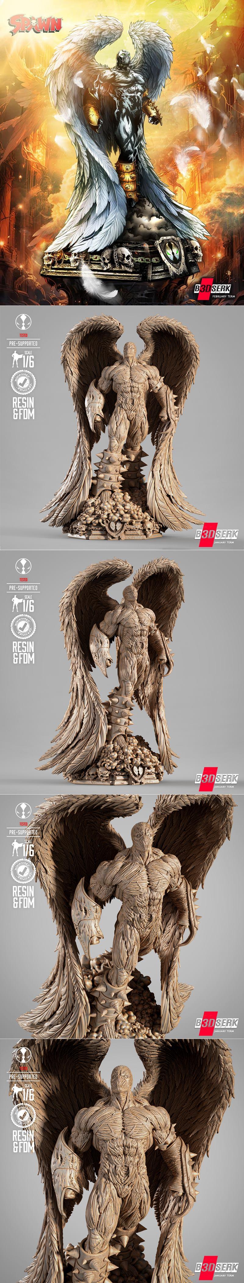 B3DSERK – 角色天使降临 3D打印模型|B3DSERK – Angel Spawn Sculpture – 3D Print Model STL