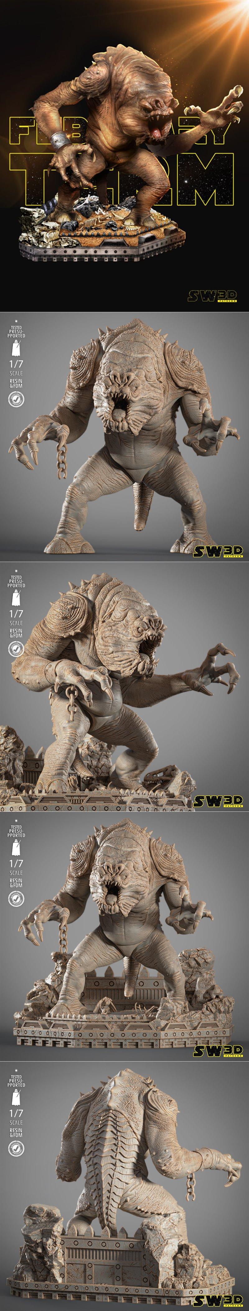 SW3D-雷克萨尔雕塑-3D打印模型|SW3D – Rancor Sculpture – 3D Print Model STL