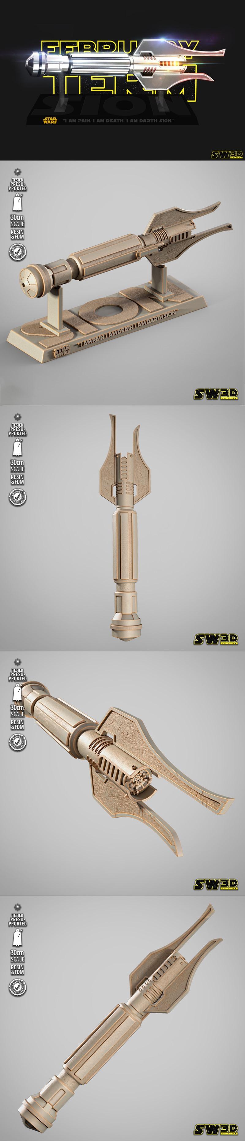 SW3D - 达斯·西昂光剑 - 3D打印模型|SW3D – Darth Sion Lightsaber – 3D Print Model STL