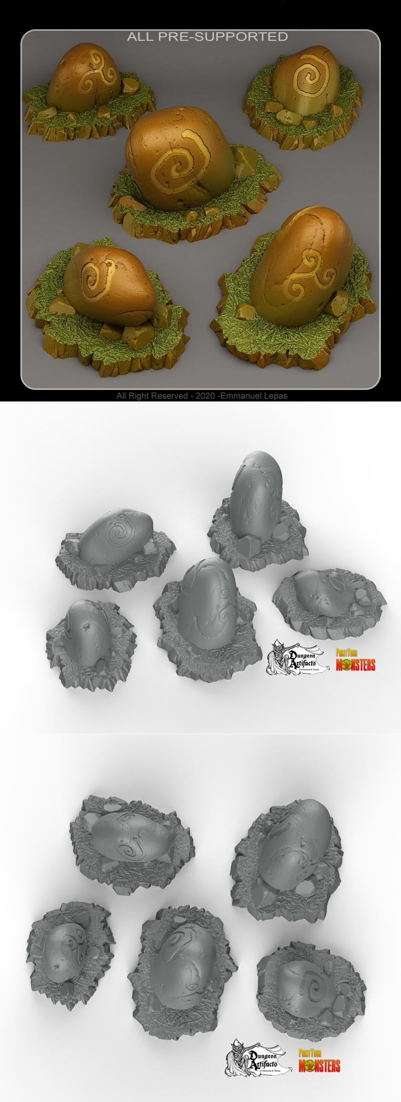 德鲁伊巨石小珠 - 3D打印模型|Druidic Giant Pebbles – 3D Print Model STL