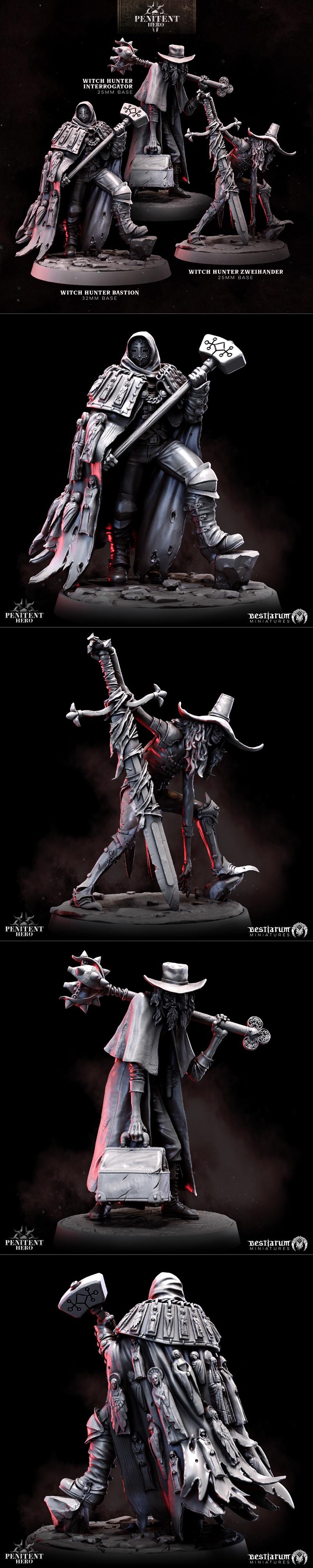 Bestiarum迷你模型：女巫猎人系列·忏悔英雄收藏版 3D打印模型|Bestiarum Miniatures – The Witch Hunters 1 – Penitent Heroes Collection – 3D Print Model STL