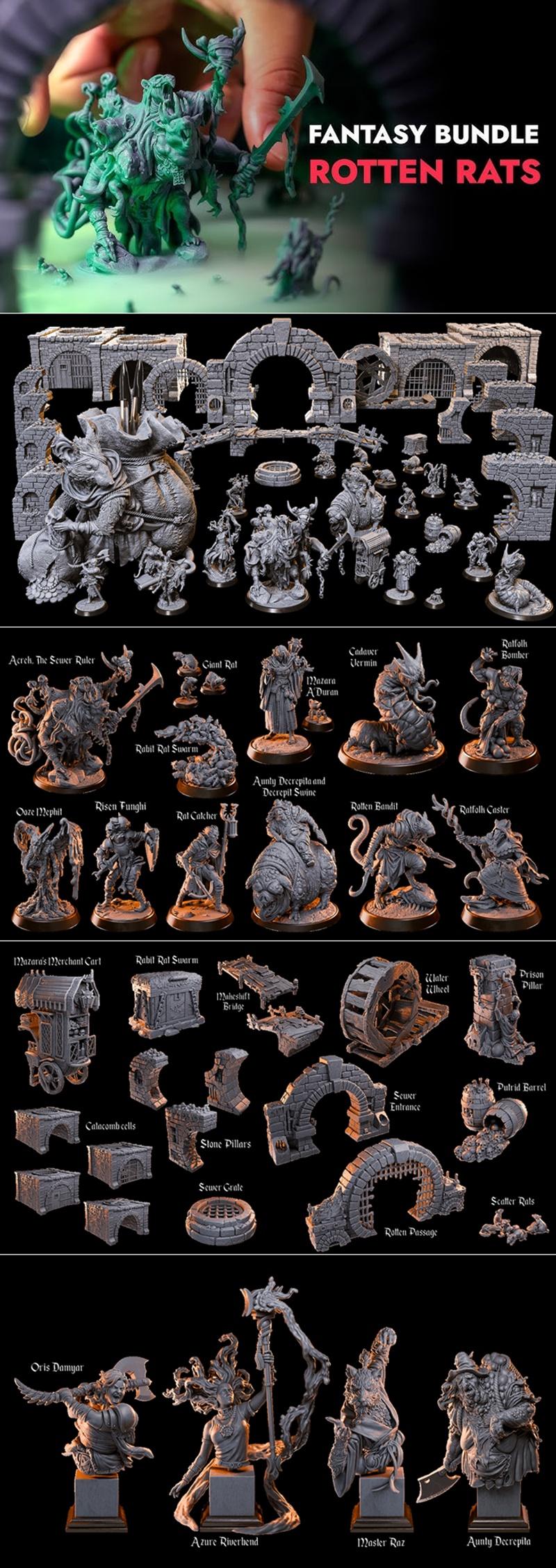 Loot Studios – 旋转木马 – 3D打印模型|Loot Studios – Rotten Rats – 3D Print Model STL