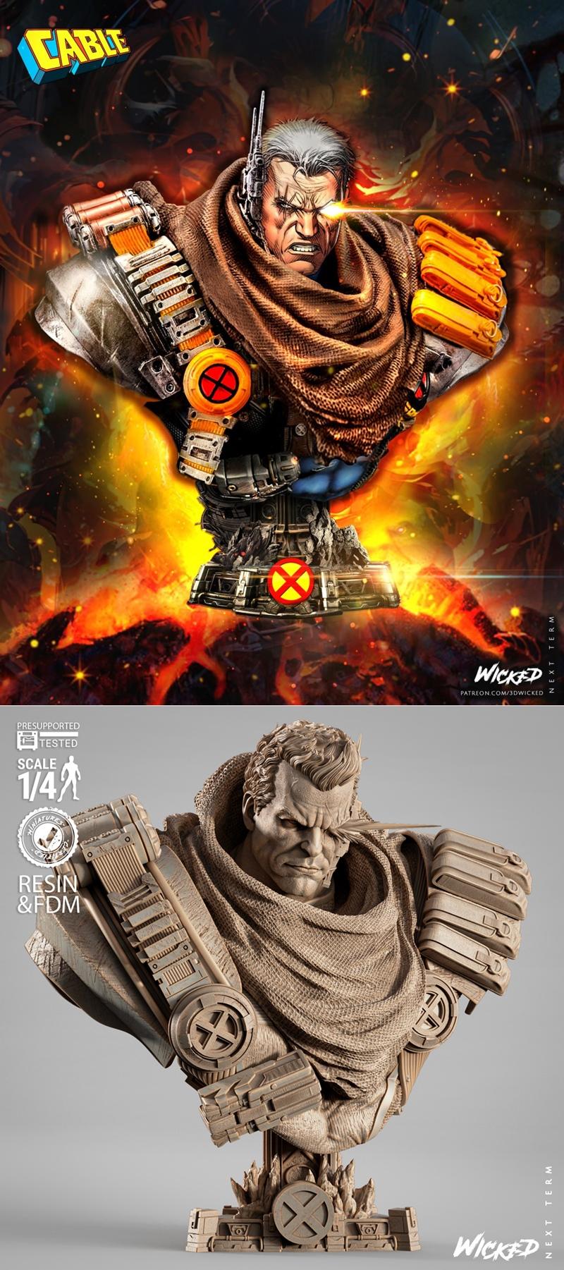 WICKED 2025角色3D打印模型|WICKED – Cable 2025 Portrait Bust – 3D Print Model STL