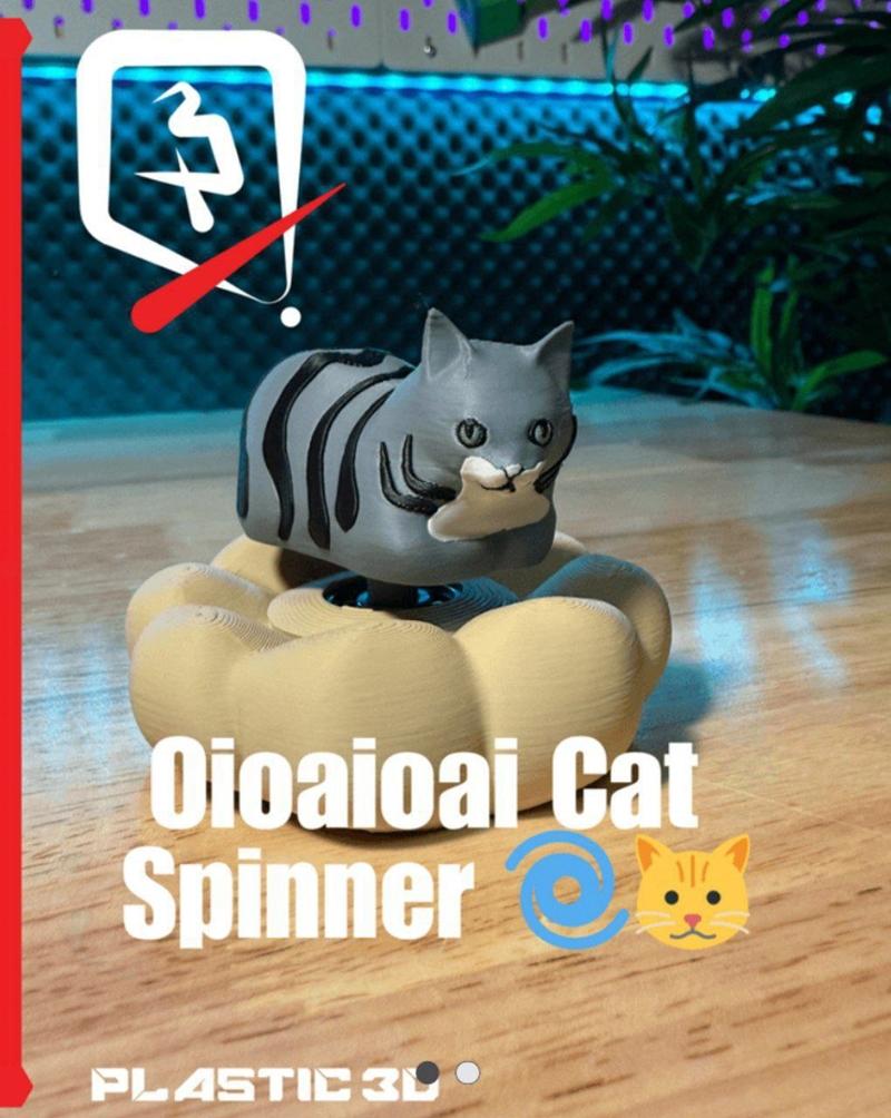 Oioaioai猫旋转模型3D打印雕塑|Oioaioai Cat Spinner – 3D Print Model STL