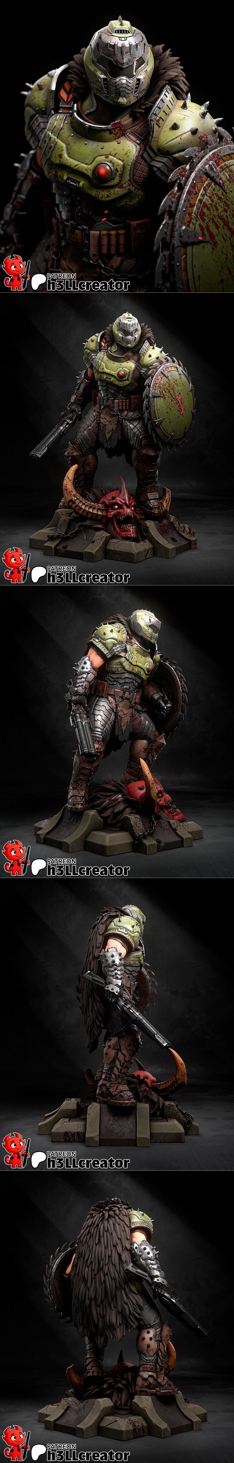 h3LL创作者 - 《毁灭公爵》3D打印模型|h3LL creator – Doomguy – 3D Print Model STL