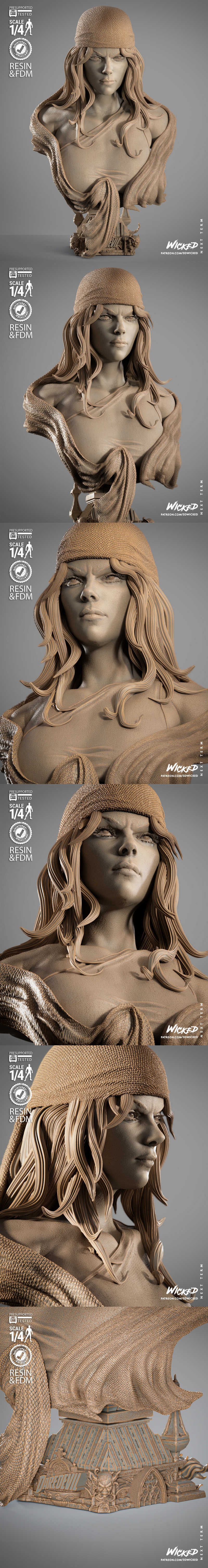 WICKED电光女像3D打印模型|WICKED – Elektra Portrait Bust – 3D Print Model