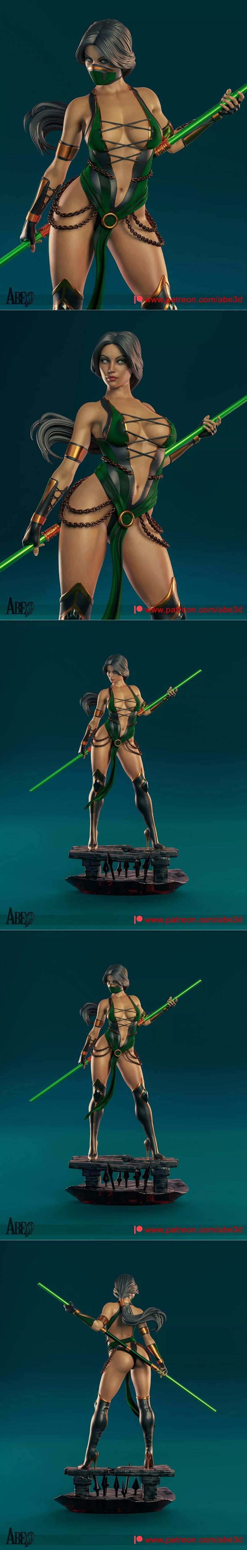 Abe3D - 乔·死亡之斗 - 玻璃之刃3D打印模型|Abe3D – Mortal Kombat Jade – 3D Print Model STL