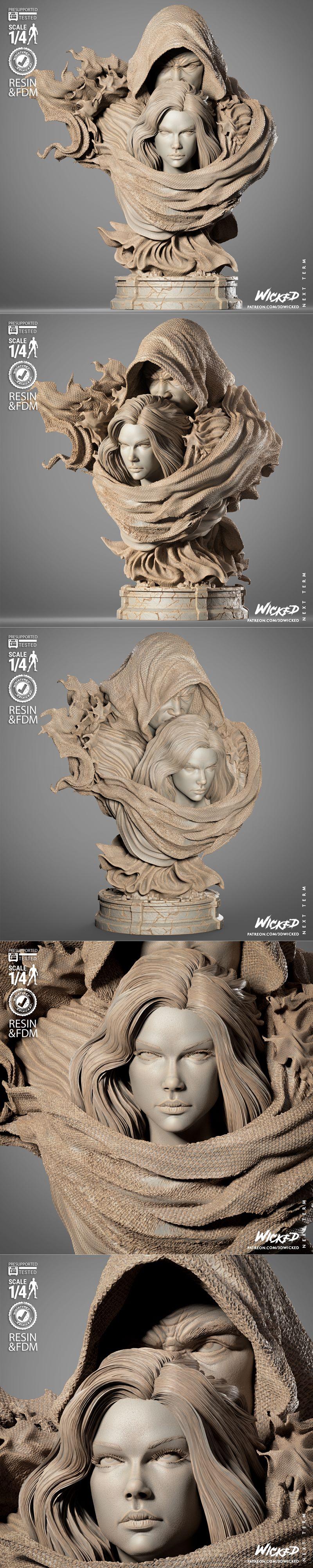 WICKED - 魔法与暗影的双生守护者 3D打印模型|WICKED – Cloak and Dagger Portrait Bust – 3D Print Model STL