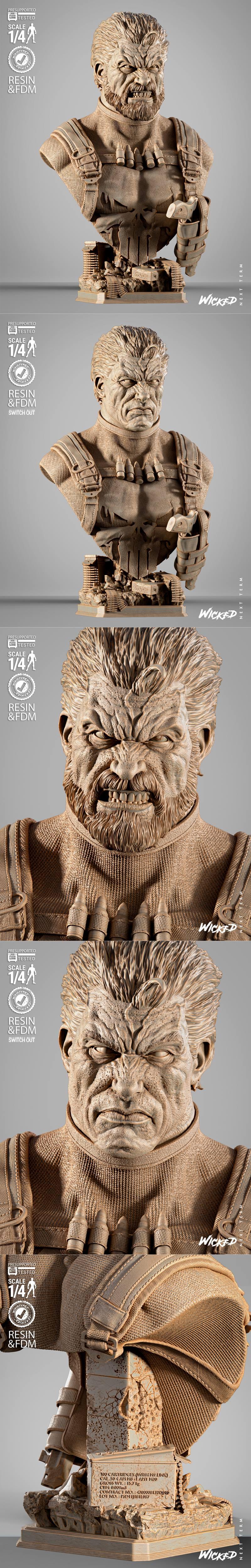 WICKED惩罚者雕像 3D打印模型|WICKED – Punisher Portrait Bust – 3D Print Model STL