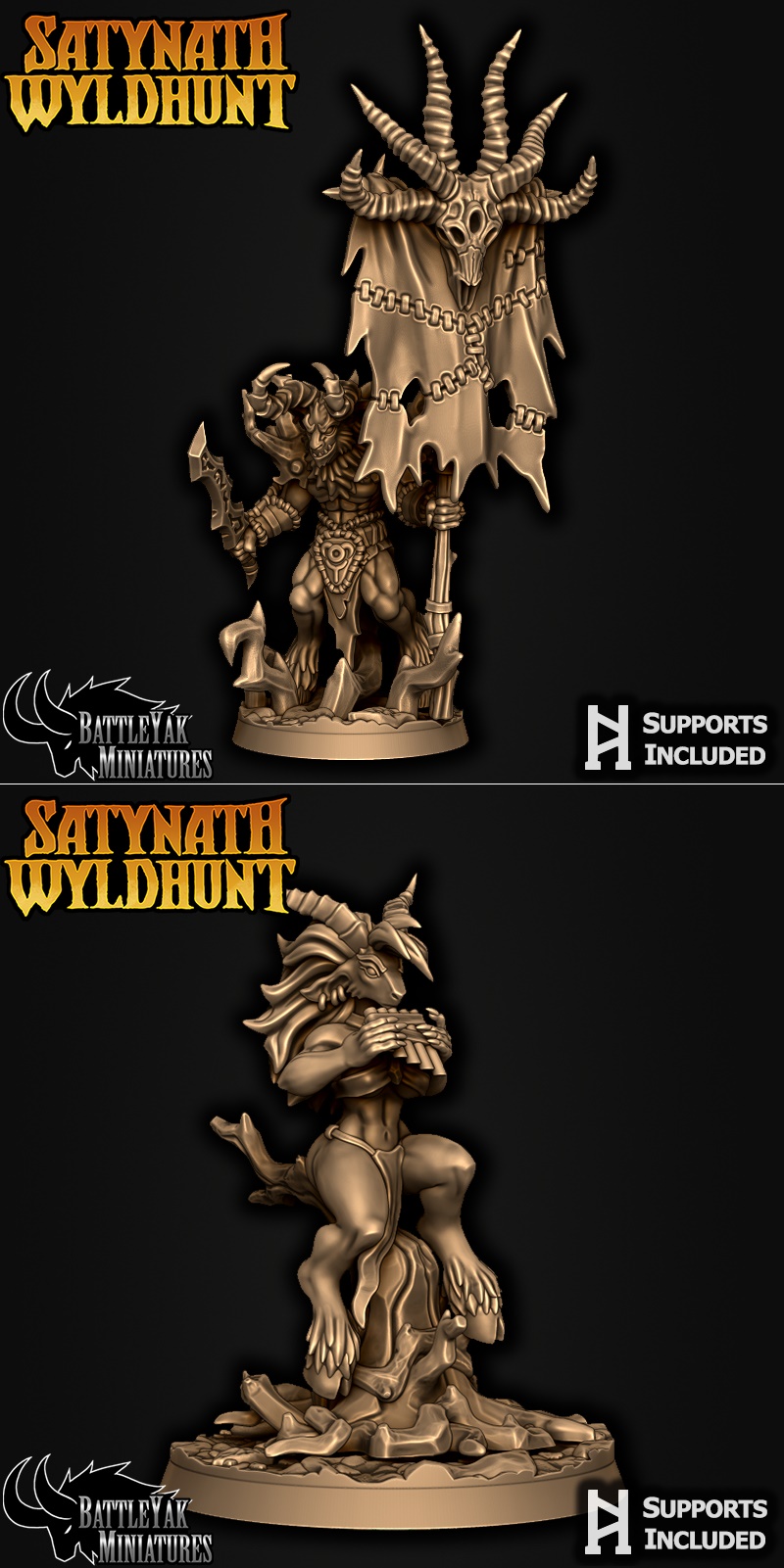 赛坦纳特狂猎角色包 3D打印模型|Battle Yak Miniatures – Satynath Wyldhunt Character Pack – 3D Print Model STL