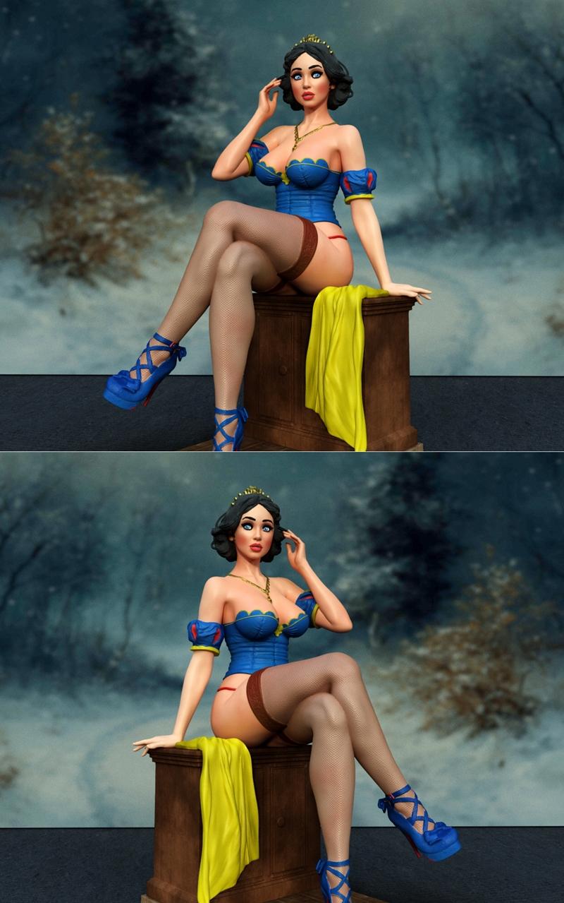 独享版 - 雪白坐椅 - 3D打印模型|Exclusive – Snowwhite on chair – 3D Print Model STL