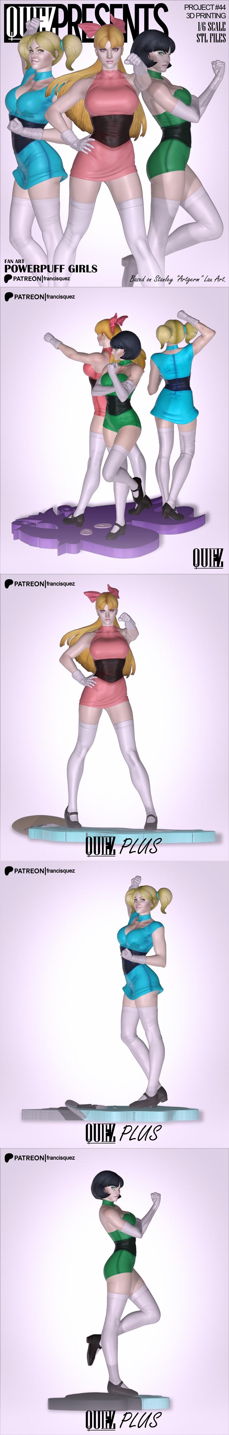 3D打印模型： Powerpuff Girls角色造型|Francis Quez – Powerpuff girls – 3D Print Model STL