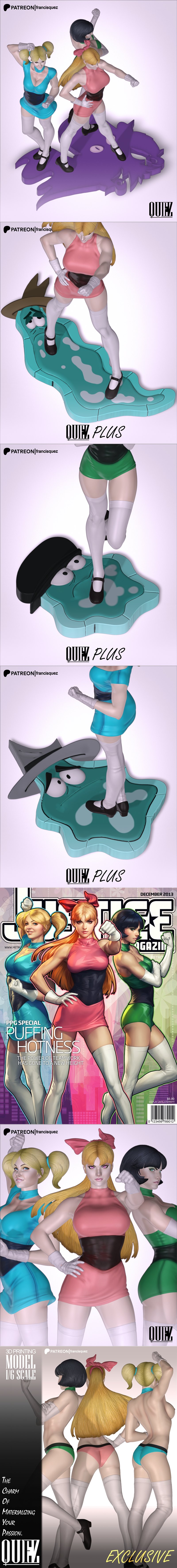 3D打印模型： Powerpuff Girls角色造型|Francis Quez – Powerpuff girls – 3D Print Model STL