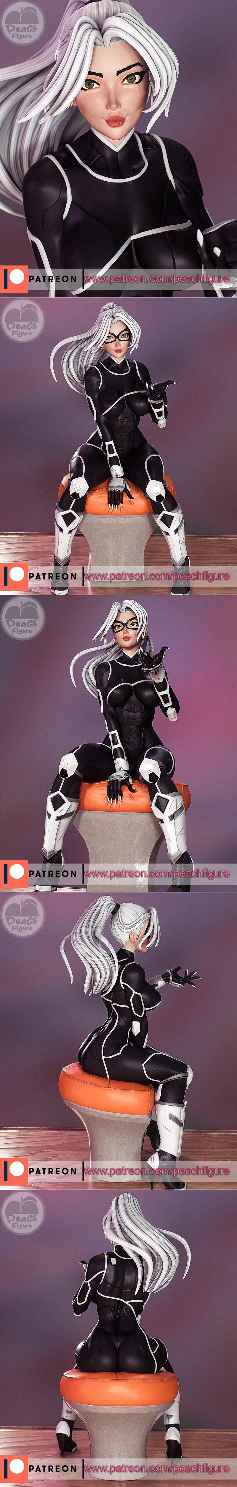 黑猫3D打印模型|Peach Figure – Marvel – Black Cat – 3D Print Model STL