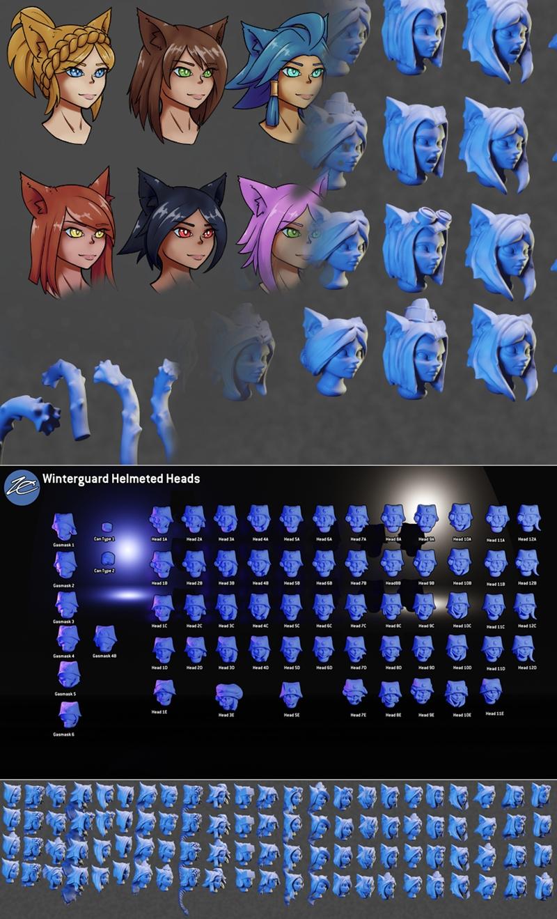 Nyokan 3D打印模型：头尾套装|Nyokan Heads and Tails Pack – 3D Print Model STL