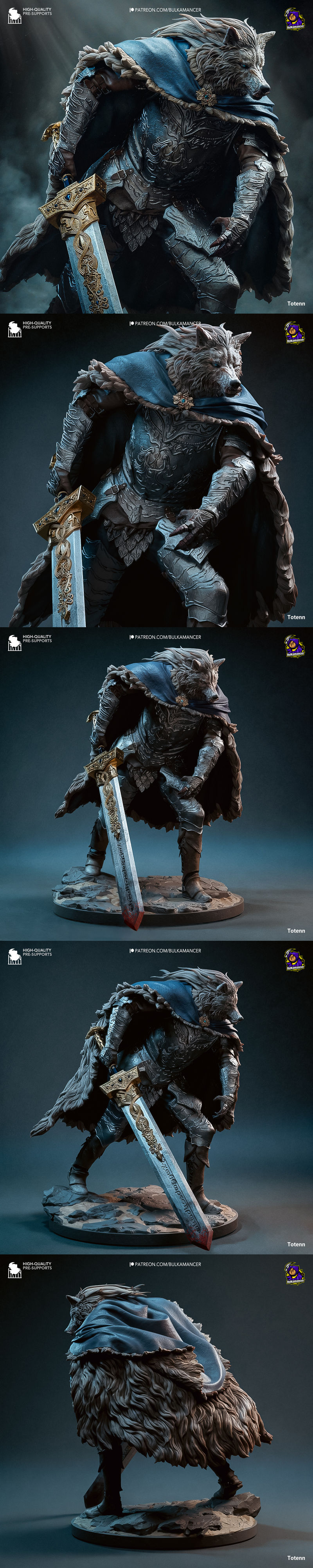 Bulkamancer - 蓝迪德 - 《艾尔登法环》3D打印模型|Bulkamancer – Blaidd – Elden Ring – 3D Print Model