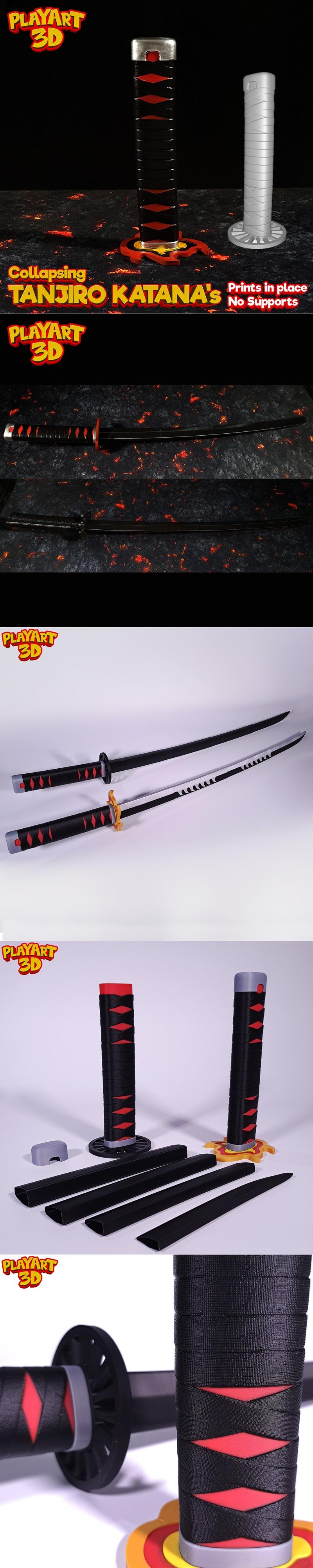 Collapsing Katana Tanjiro – 3D Print Model STL