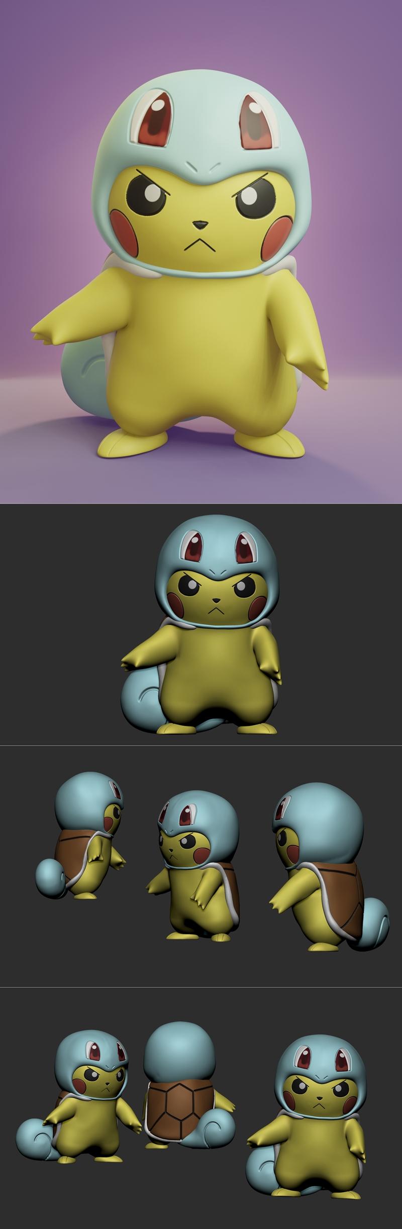 Pikachu Cosplay Squirlte – 3D Print Model STL