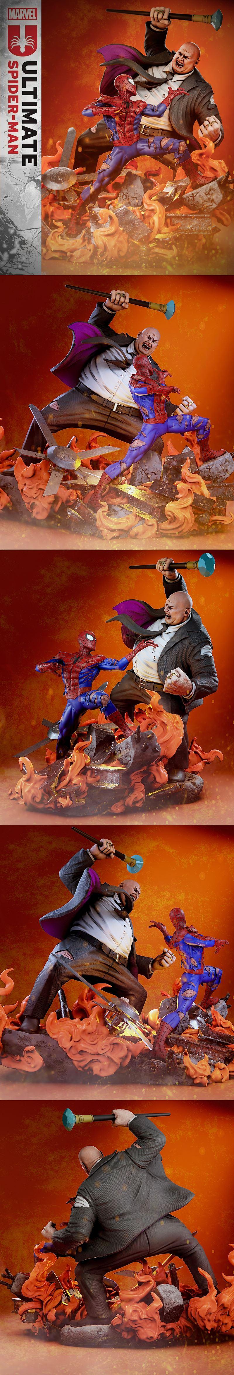 Spiderman vs Kingpin – 3D Print Model STL
