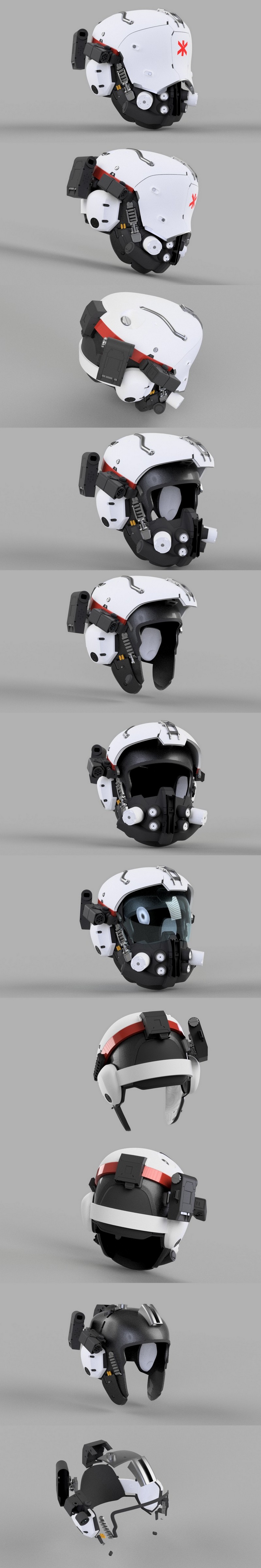 赛博朋克2077创伤医疗兵头盔3D打印模型|Cyberpunk 2077 – Trauma Team Soldier Helmet – 3D Print Model