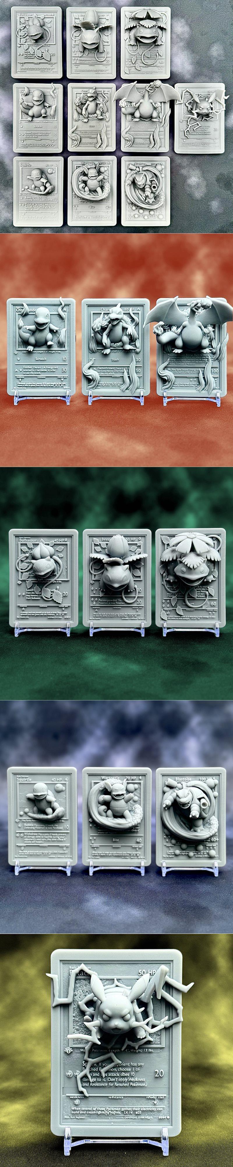 Starter Poktmon and Evolutions and Pikachu Set of 10 – 3D Print Model STL