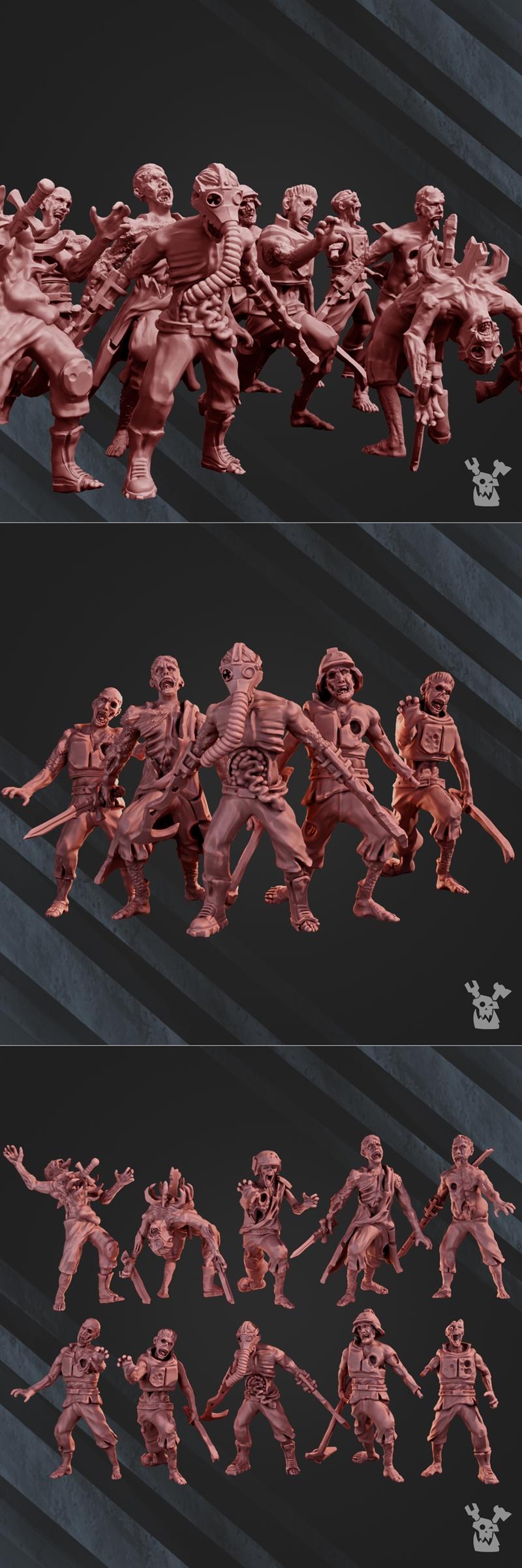 Pandemic Zombies Squad x10 – 3D Print Model STL