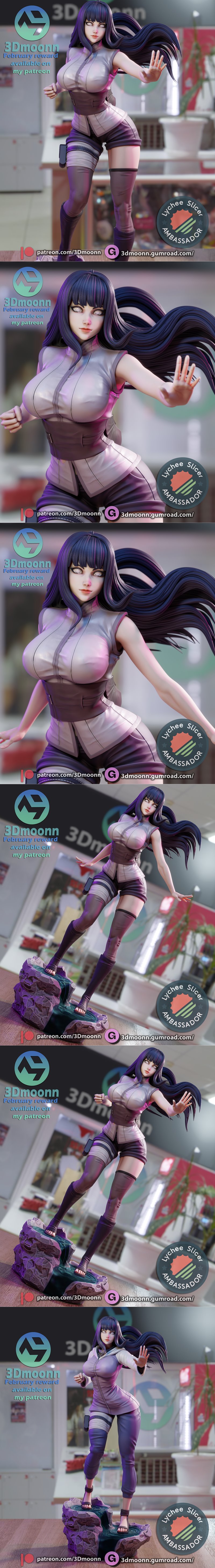 3D打印模型：火影忍者·雏田|3Dmoonn – Naruto – Hinata – 3D Print Model STL
