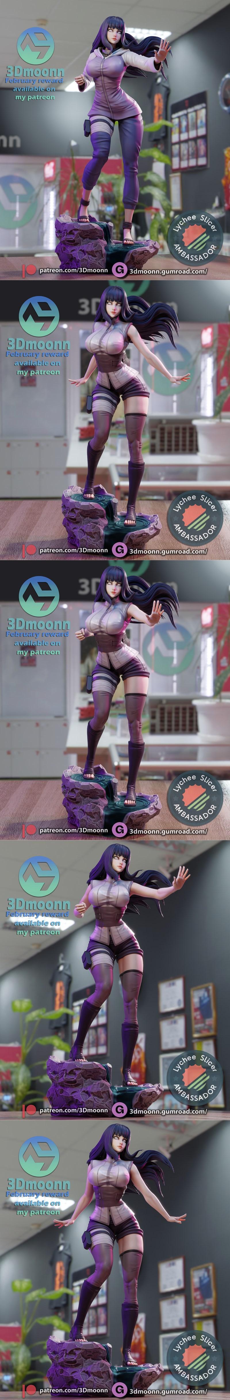 3D打印模型：火影忍者·雏田|3Dmoonn – Naruto – Hinata – 3D Print Model STL