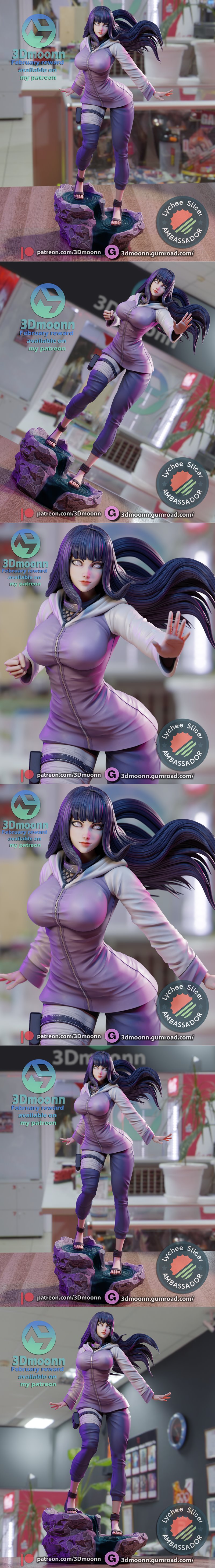3D打印模型：火影忍者·雏田|3Dmoonn – Naruto – Hinata – 3D Print Model STL