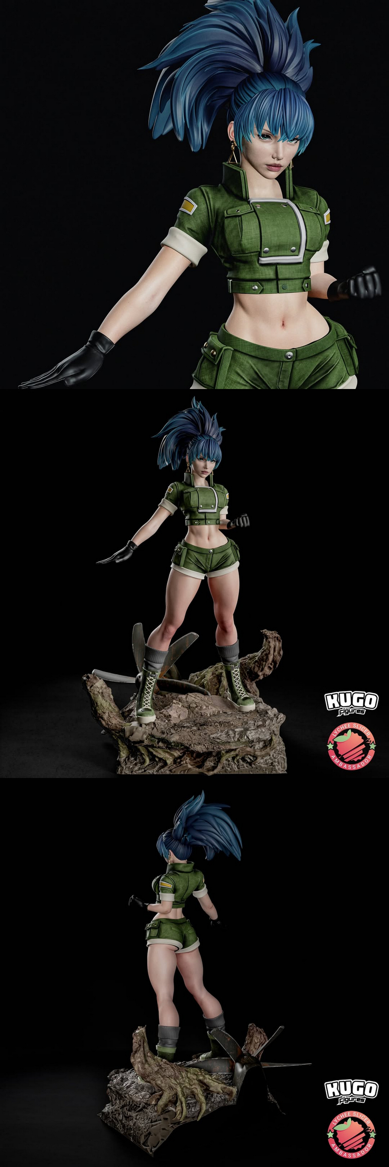 KuGo工作室《国王的战斗》莱娜·海德恩 3D打印模型|KuGo Figures – The King of Fighters – Leona Heidern – 3D Print Model