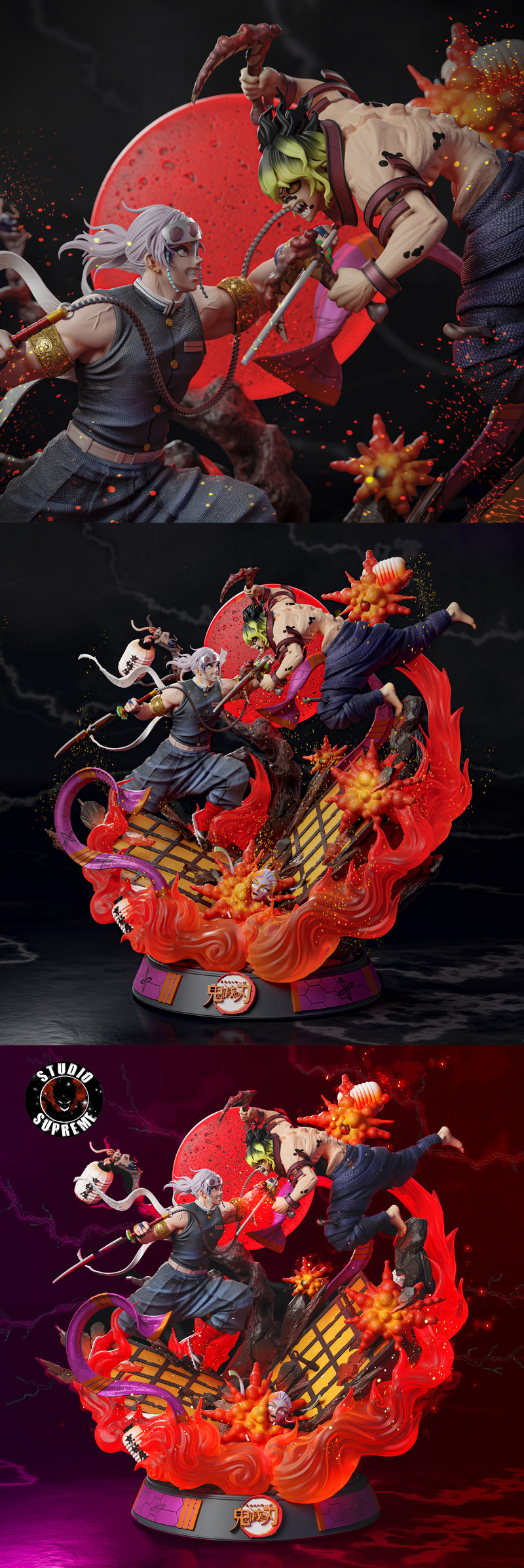 Supreme Studio-《鬼灭之刃》 vs 《雷电将军》3D打印模型|Supreme Studio – Gyutaro vs Tengen – 3D Print Model