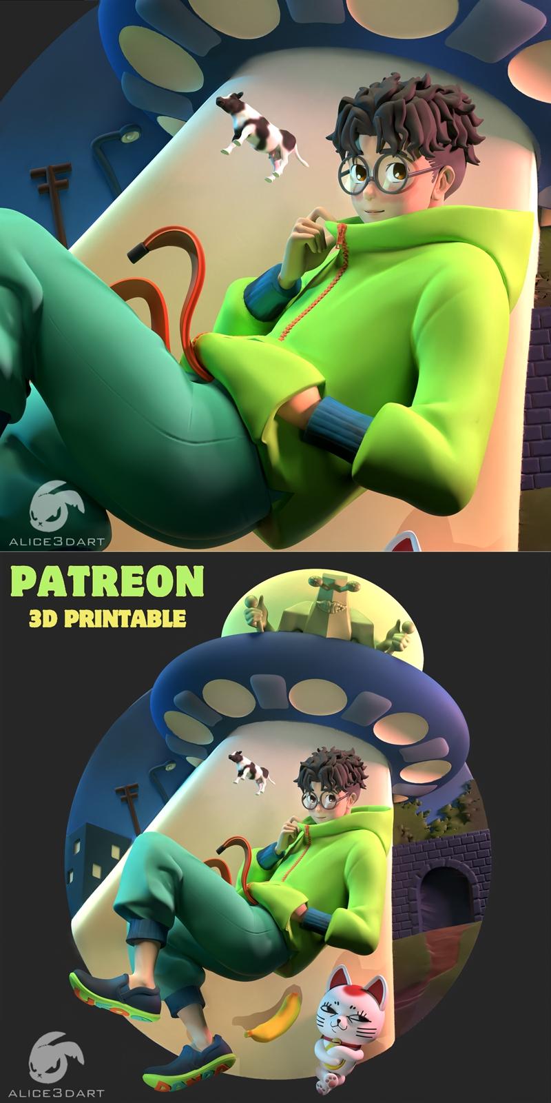 Alice3D艺术 - 《咒术回战》角色模型3D打印版|Alice3DArt – Dandadan – Okarun – 3D Print Model STL