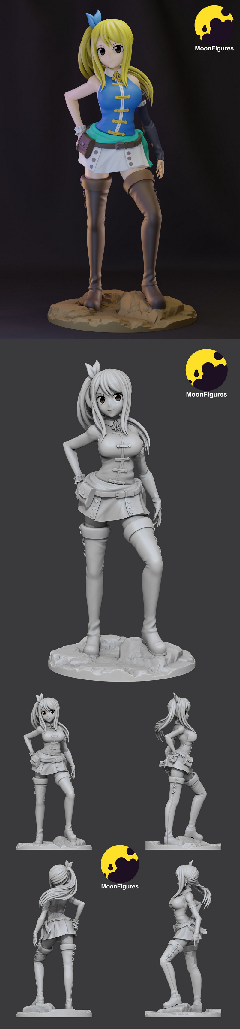 月之图腾——妖尾——露西·Heartfilia——3D打印模型|MoonFigures – Fairy Tail – Lucy Heartfilia – 3D Print Model