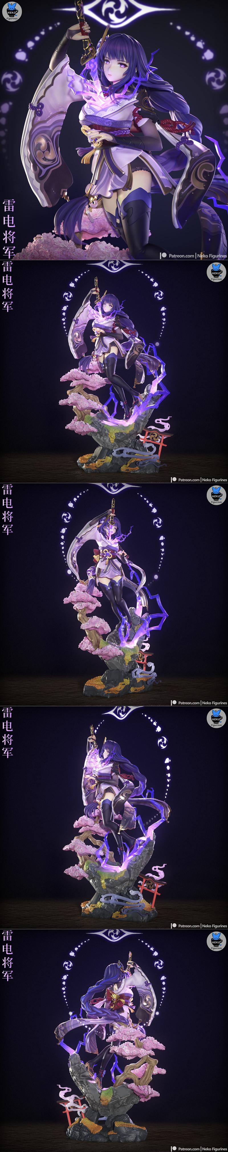 原神雷电将军3D打印模型|Neko Figurines – Genshin Impact – Raiden – 3D Print Model STL