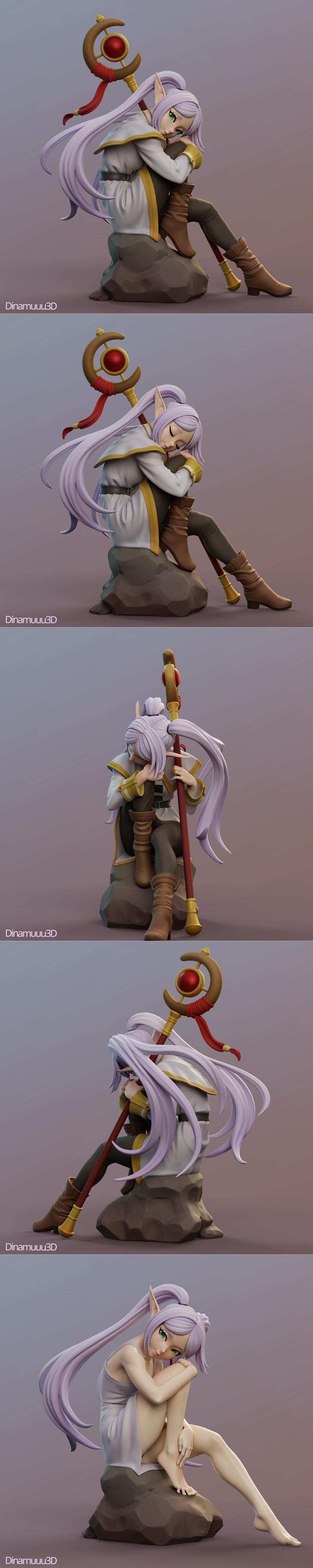Dinamuuu3D - 《空之轨迹》弗里恩 3D打印模型|Dinamuuu3D – Sousou no Frieren – Frieren – 3D Print Model STL